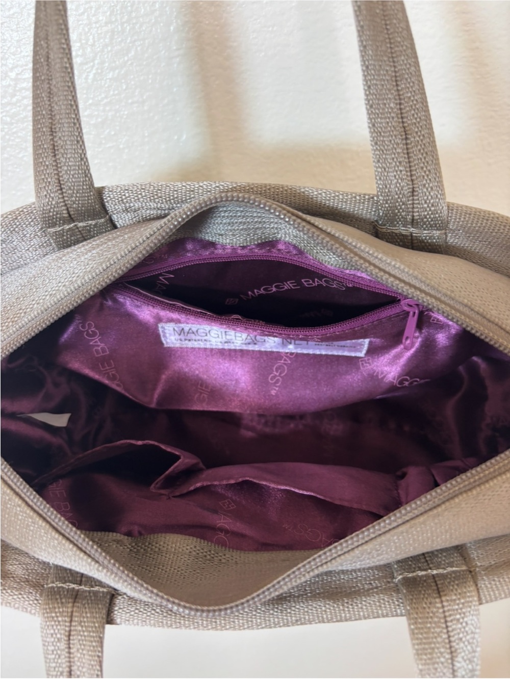 Woven Shoulder Tote in Taupe - Picture 6 of 7